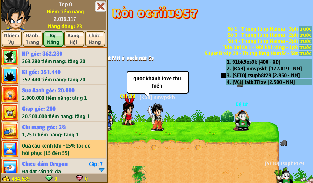 Nick Ngọc Rồng Online VIP giá rẻ, NickDaoQuan.Com, Shop Nick Ngọc Rồng