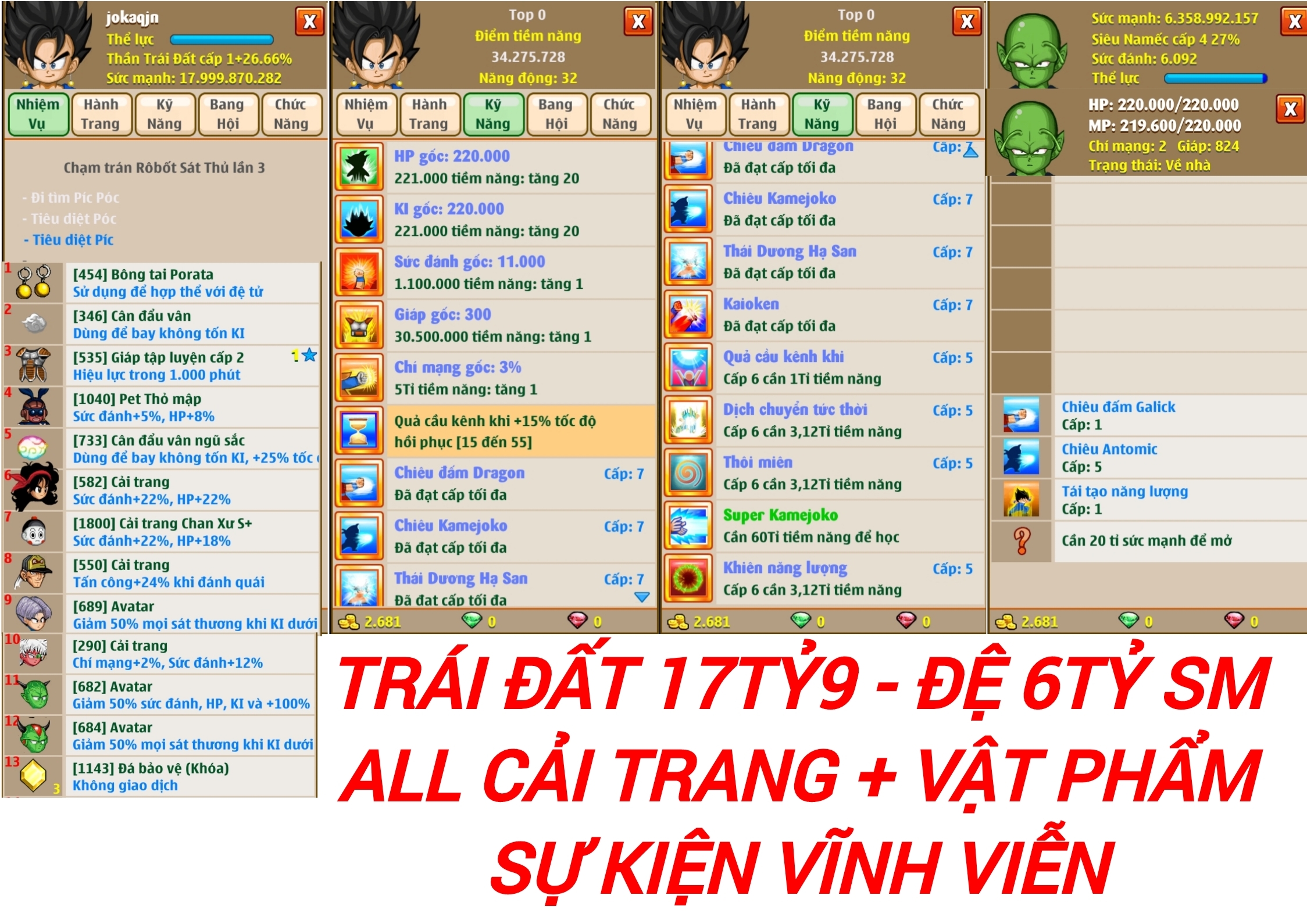 Nick Ngọc Rồng Online VIP giá rẻ, NickDaoquan.Vn, Shop Nick Ngọc Rồng